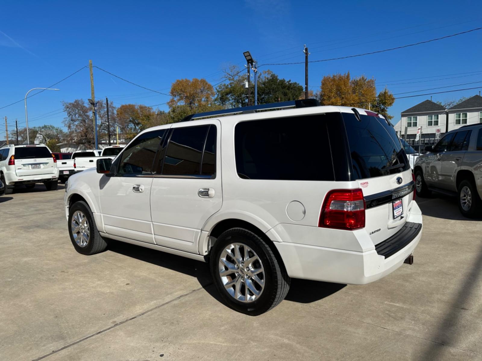 2015 White /Beige Ford Expedition Limited (1FMJU1KT5FE) with an 3.5L V6 DOHC 24V FFV engine, 6-Speed Automatic transmission, located at 1501 West 15th St., Houston, 77008, (713) 869-2925, 29.797941, -95.411789 - Photo #3